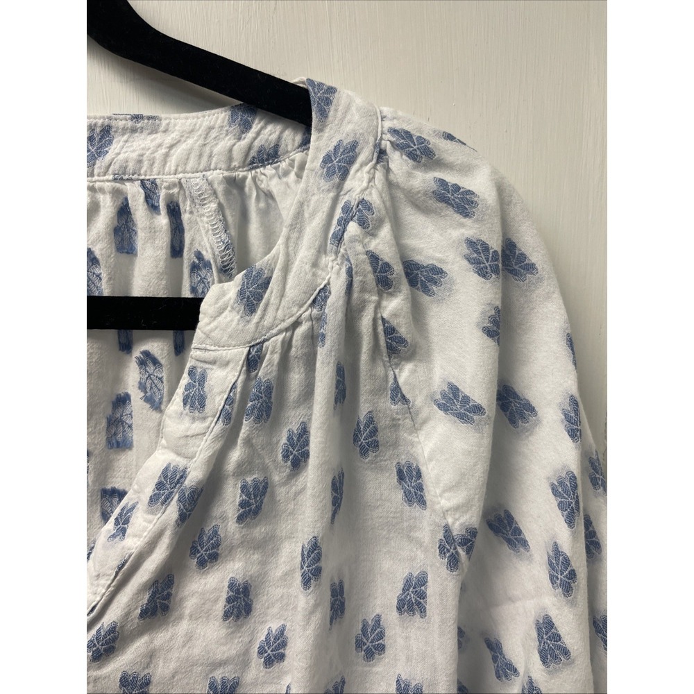 Sonoma Goods For Life Blouse Top Women's XL Blue Floral Rayon 3/4 Sleeve Peasant - Picture 4 of 13